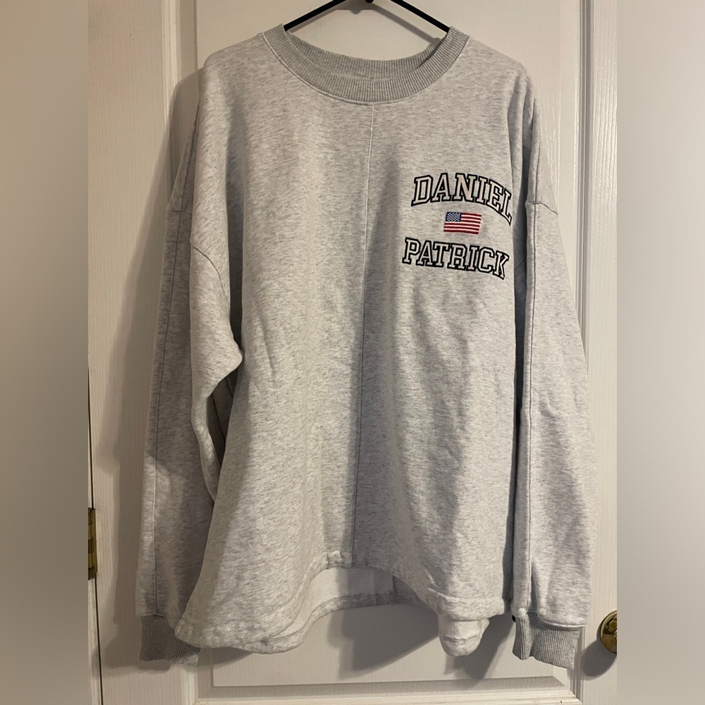 NWT Daniel‎ Patrick Polar Fleece Lined Spell Out American Flag USA Sweatshirt XL